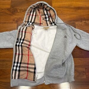 Burberry Gray Kids Jacket with Iconic Check Lining